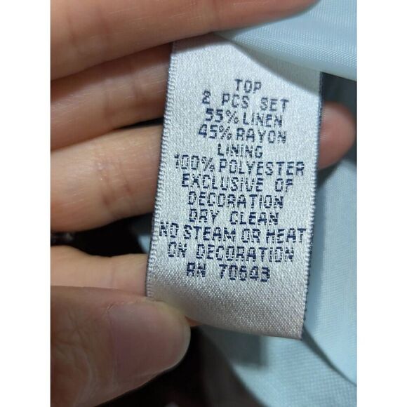 Jessica Howard Women's Brown & Aqua Linen Blend Maxi Dress & Blazer 2PC Set Size - Picture 7 of 7